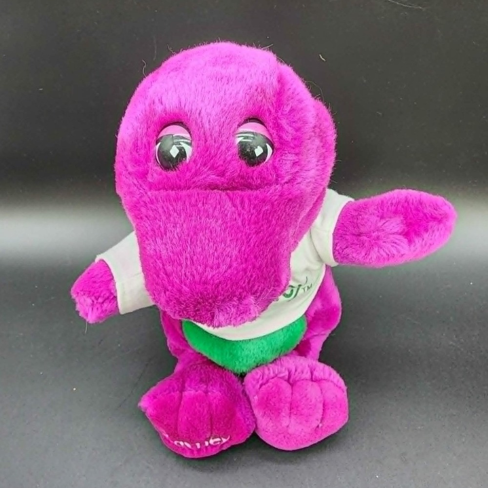 Barney 1992 Plush Purple Dinosaur White Shirt Vintage 90s Toy Lyons Group 11" - Picture 2 of 14